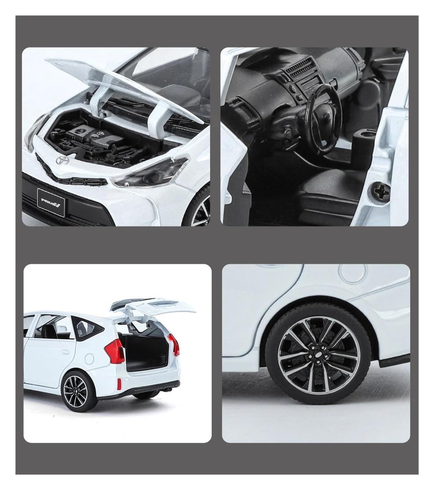 Adatto Per Toyota PRIUS 1:32 Modello Di Auto In Metallo Pressofuso Simulazione Di Suoni E Luci Regalo Da Collezione(White)