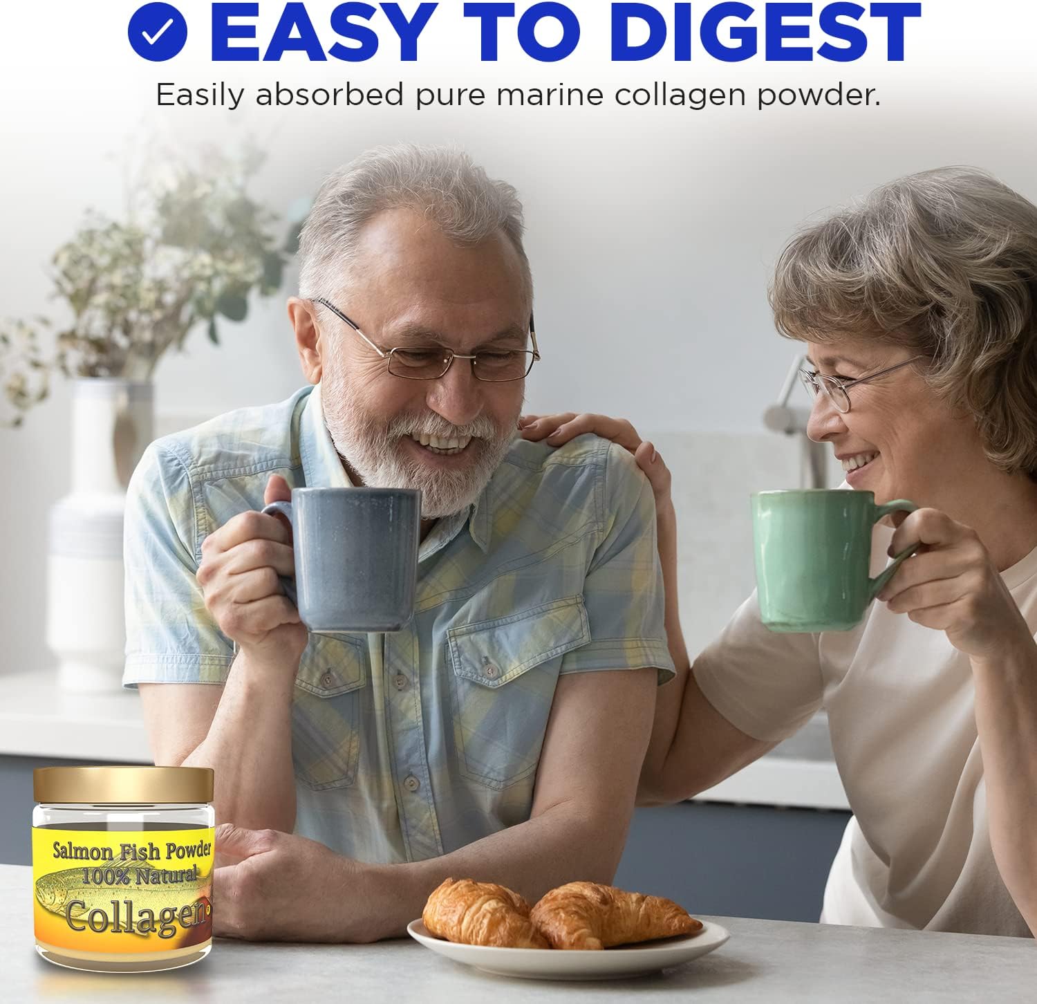 Salcoll Collagen - 100% Natural Bioactive Marine Collagen Powder - Unflavored, Kosher, can Help Bone, Joint, Skin, Hair Health, 3 Pack, Three Month Supply