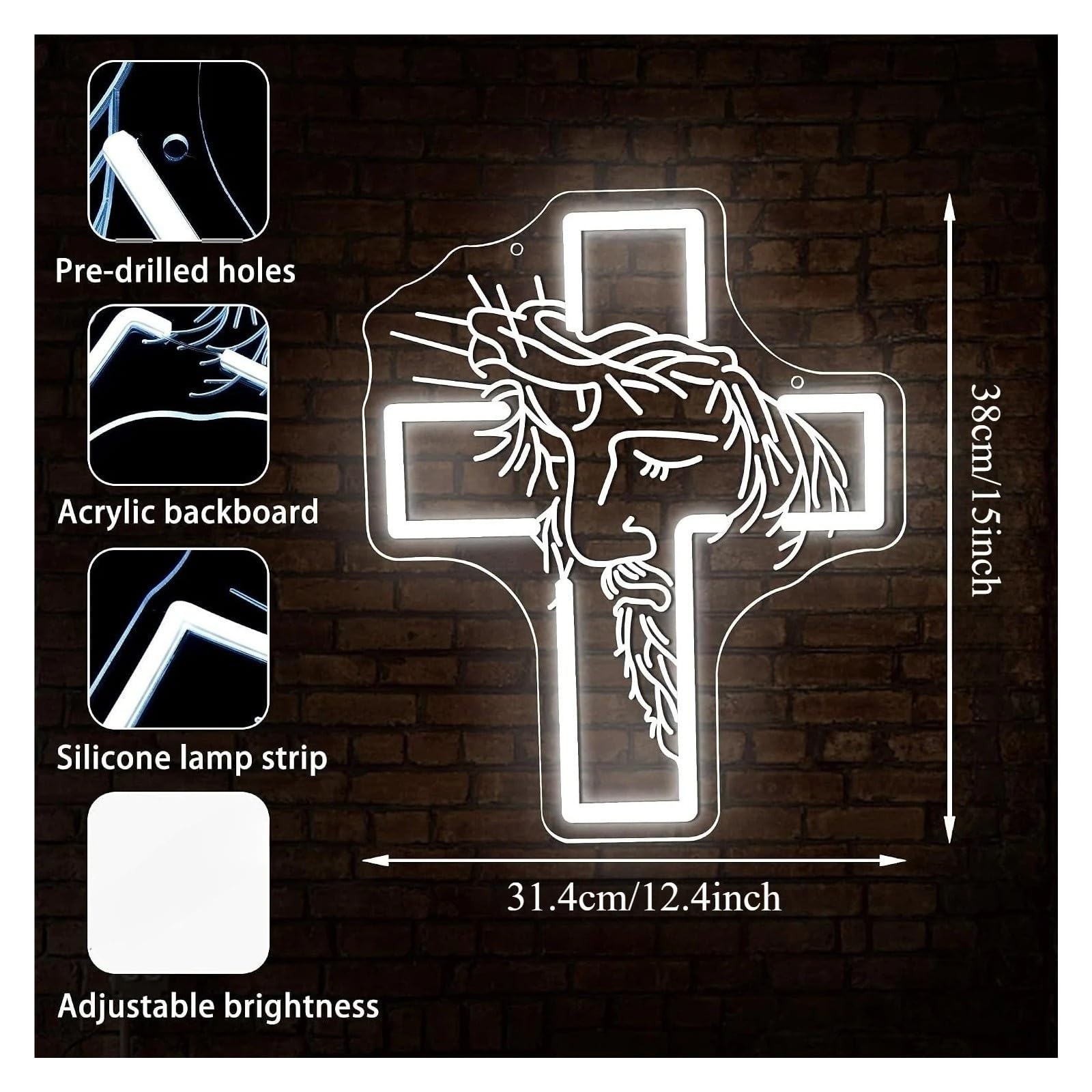 Decoración Lámparas Señal De Neón LED La Cruz Jesús