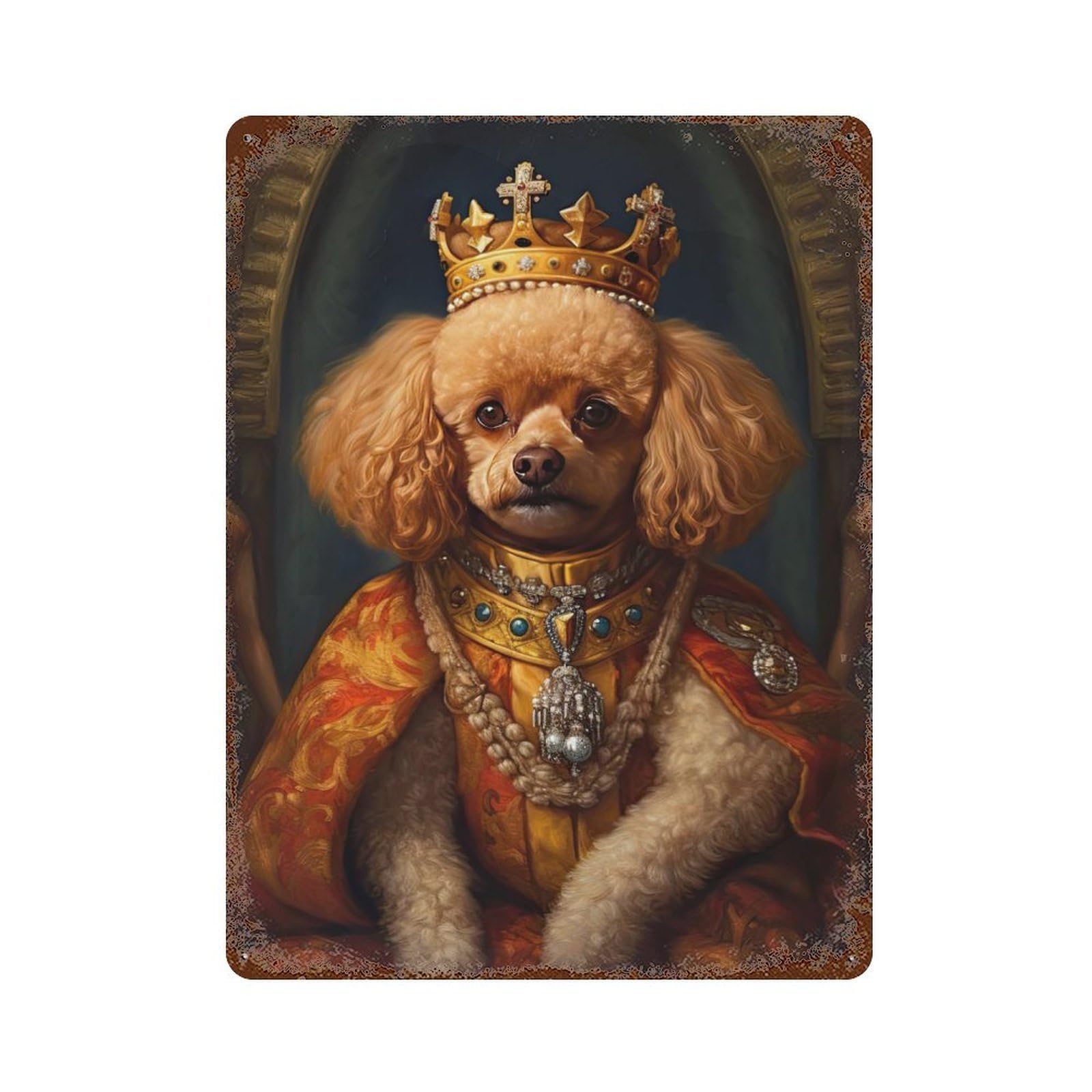 Garage Style Toy Poodle The King Rusty Metal Tin Sign 15.7"x11.8", Farmhouse Wall Decor for Bar And Workshop