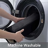 Vista 5 de Buganda Juego de 2 tapetes de baño de espuma viscoelástica y tapete para inodoro en forma de U, lavable a máquina, suave, antideslizante, Negro
