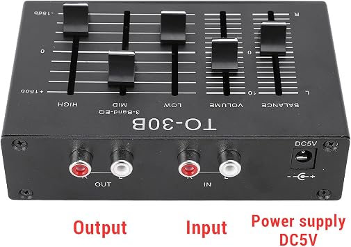 3 Band Equalizer, 20Hz-20Khz High Medium Low EQ Stereo Equalizer Channel Digital