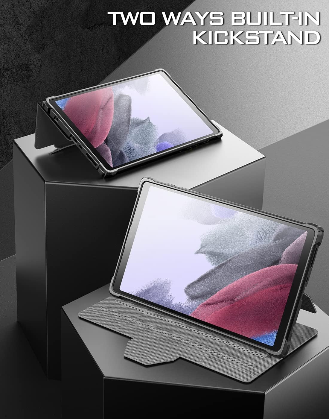 Poetic Explorer Heavy Duty Folio Case Designed for Samsung Galaxy Tab A7 Lite 8.7 Inch (SM-T220/T225/T227),Two Layers Tough Drop Protection Stand Protective Case Cover, Black