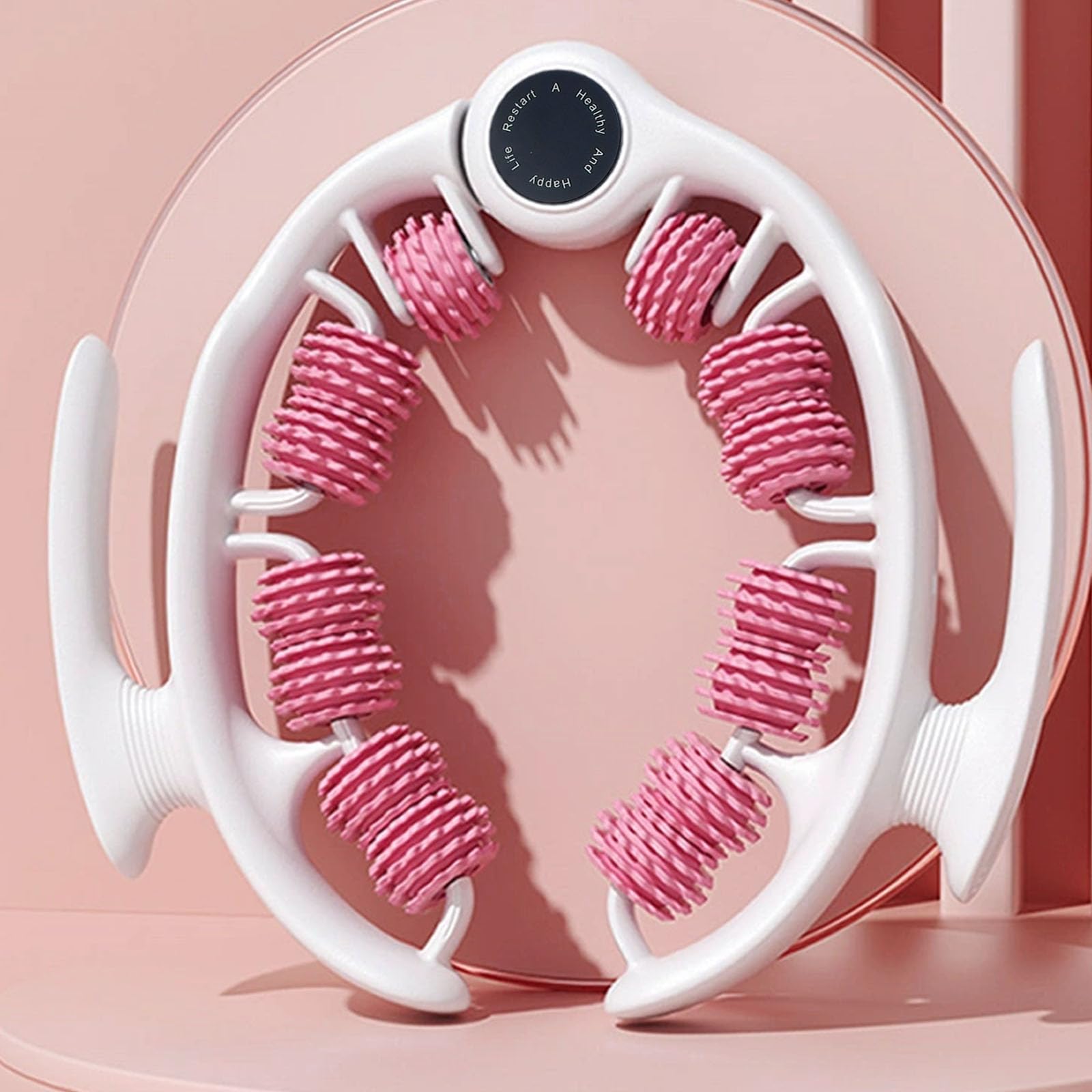 UHETLET Manual Anti-Cellulite Massager, Anti-Cellulite Reducing Massager with Removable Rollers for Legs, Buttocks and Thighs, Anti-Cellulite Massage Roller for Lymphatic Drainage – Pink