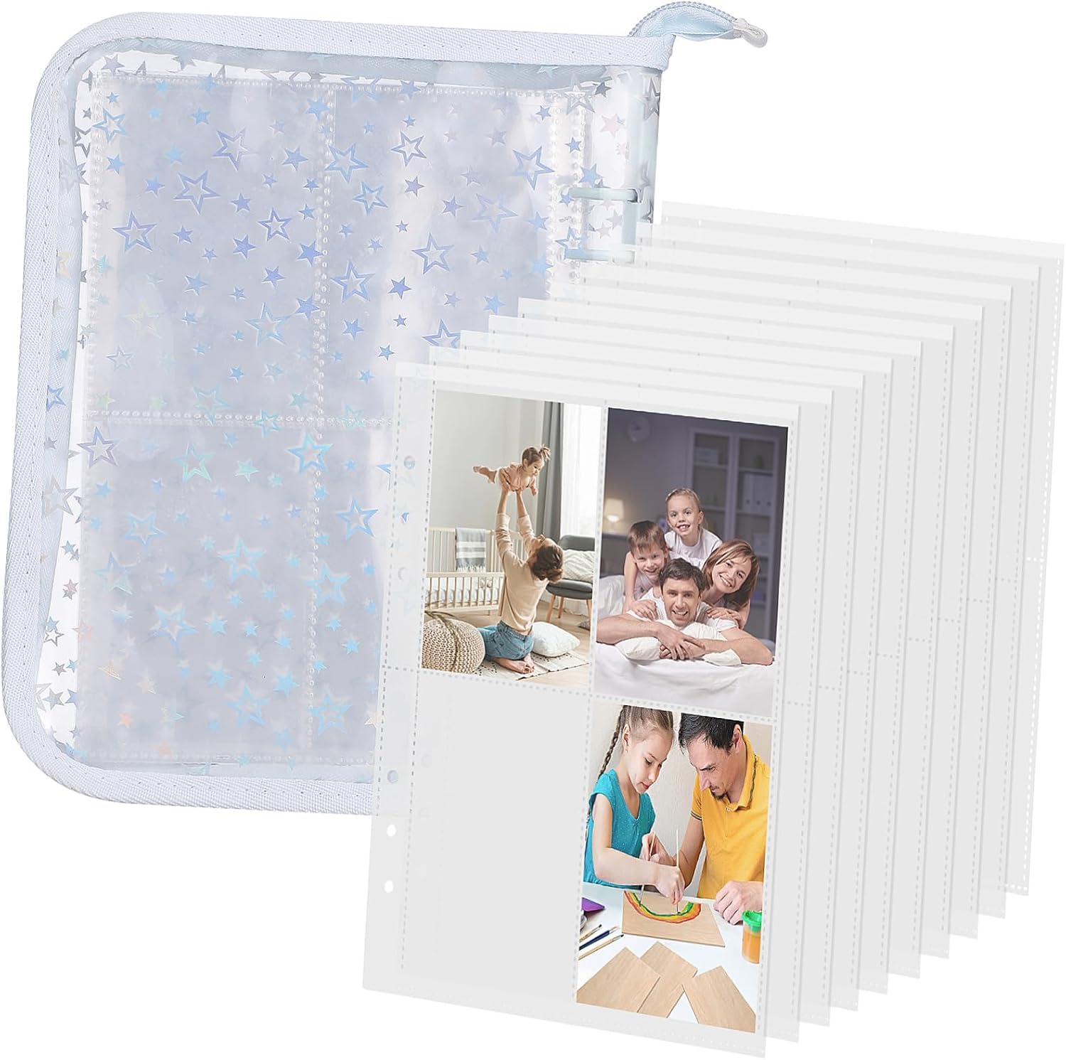Zipper Photo Card Binder Album Pvc Sleeves for Collectors Capacity Storage for Postcards and Photos and Secure Design for Organizing Your Collection