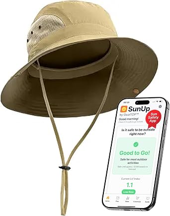 GearTOP Fishing Hats for Men and Women Sun Protection, Camping Hat Bucket Hat with Strings Khaki