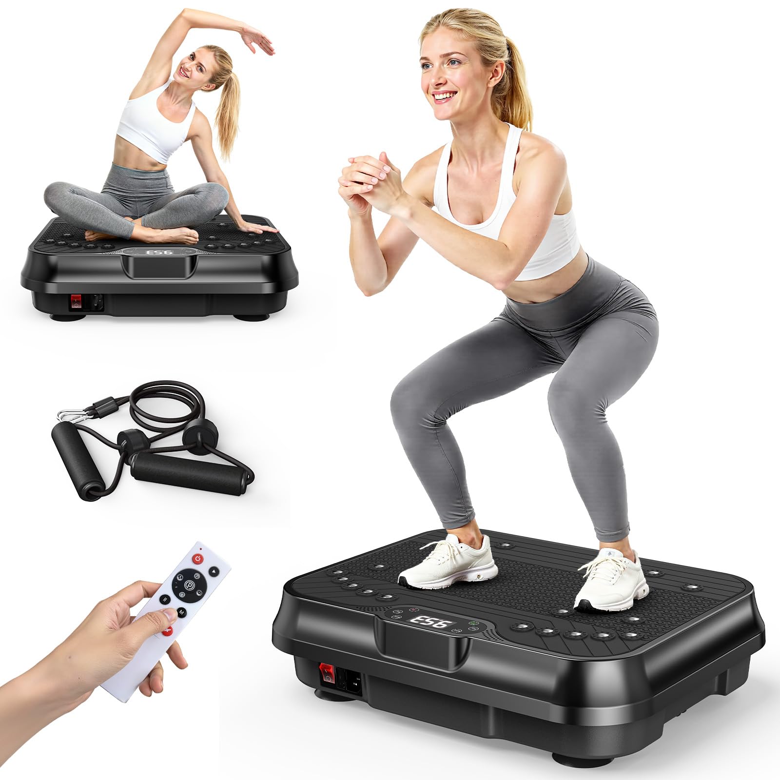 Pedana Vibrante 200W 2 Fasce per Dimagrire e Anticellulite | 200W, 2 fasce elastiche, telecomando. Migliora circolazione, riduce cellulite. Ideale per casa.