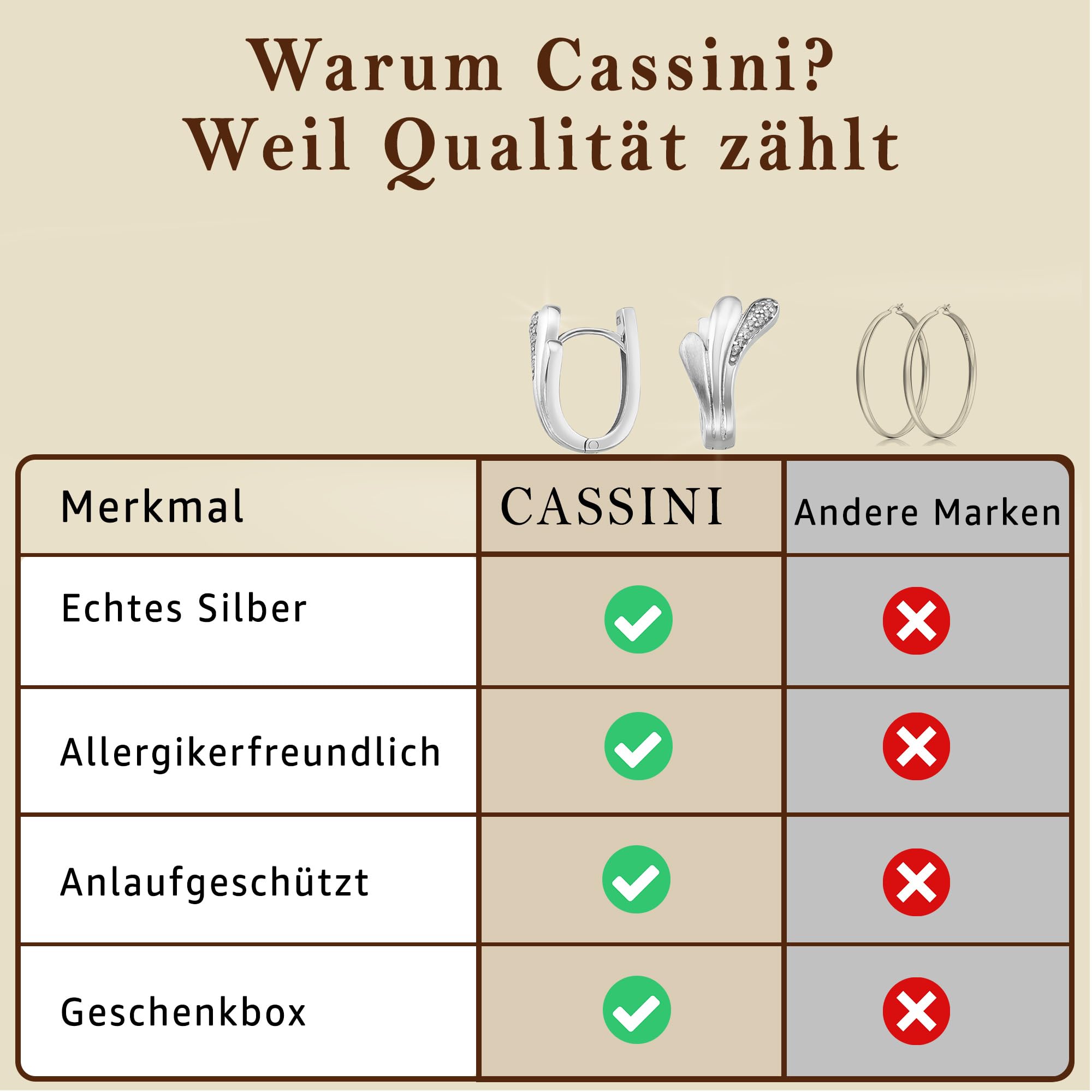 CASSINI Orecchini a cerchio in argento sterling 925 rodiato, ipoallergenico, senza nichel, da donna, eleganti per tutti i giorni, eleganti e senza tempo, per ogni occasione, 3CZV