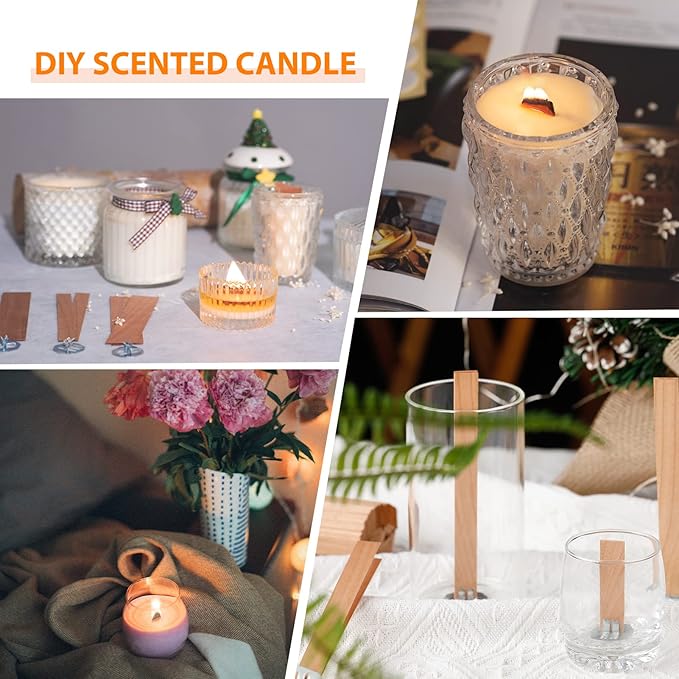 Pabilos de Madera de Cerezo para Velas - 100 Piezas con Base y Pegamento miniatura 7