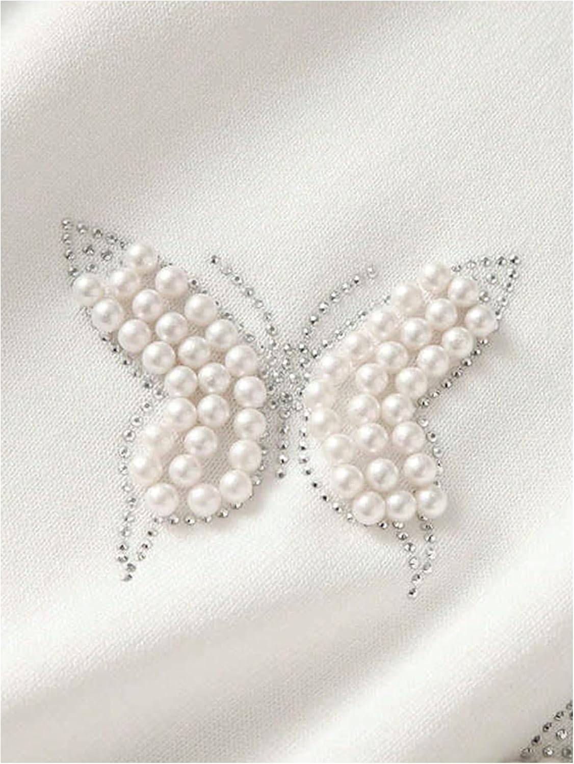 Women's Beaded Sequin Bowknot T Shirt Short Sleeve Crew Neck Embroidery Trendy Tee Y2k Tops - Image 4