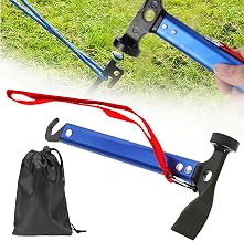 Camping Hammer, 12 Inch with Hook and Mini Hoe, Aluminum Hammer, Outdoor Camping Hammer, Multifunctional with Storage Bag, Blue