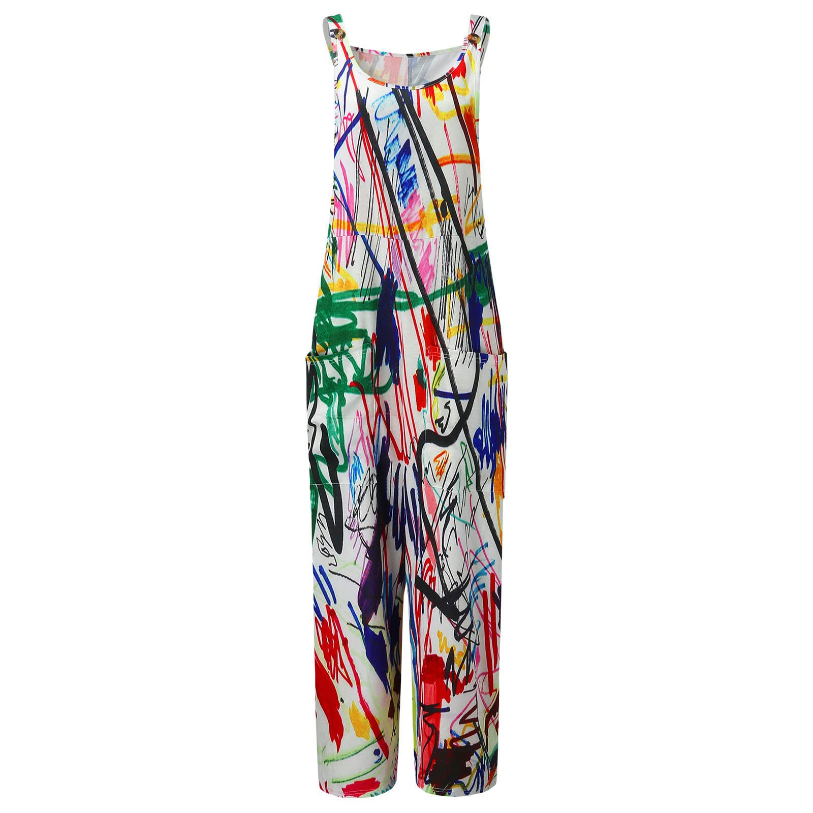 Damen Overall Jumpsuit Langarm mit Spaghettiträgern Drucktaschen Eleganter Spielanzug für Frauen Bequemer Freizeitanzug Modischer Einteiler