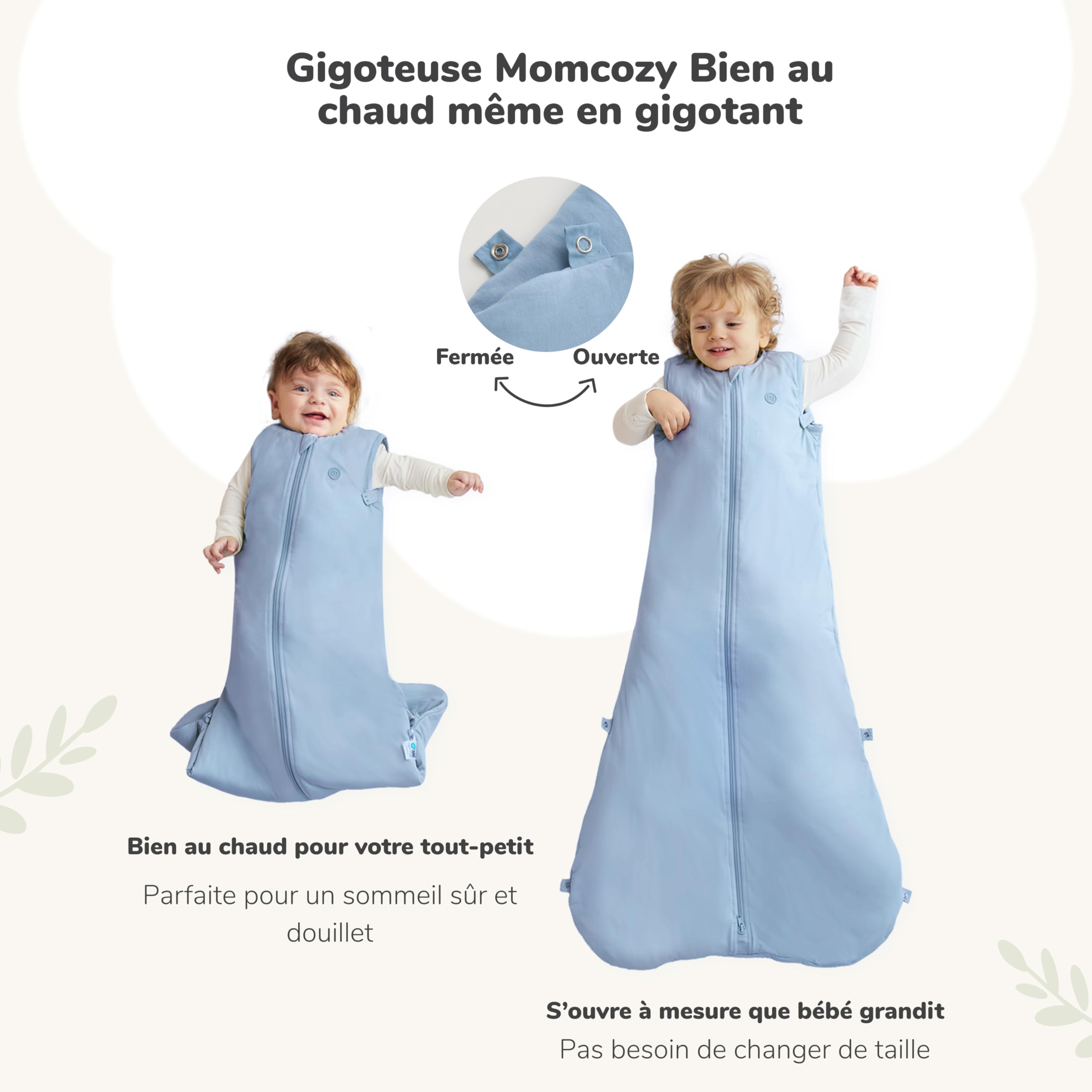 momcozy Gigoteuse Bébé 1,5 TOG - Bambou Doux comme un Nuage avec 1,5 TOG, Couverture Portable avec Rembourrage en Peluche Soutenant, Fermeture Éclair à Double Sens pour un Changement de Couche Facile
