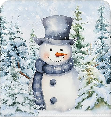 Miniatura 2 de Paquete de 4 fundas para respaldo de silla de muñeco de nieve de Navidad azul para sillas de comedor, lavables y extraíbles, protector de silla