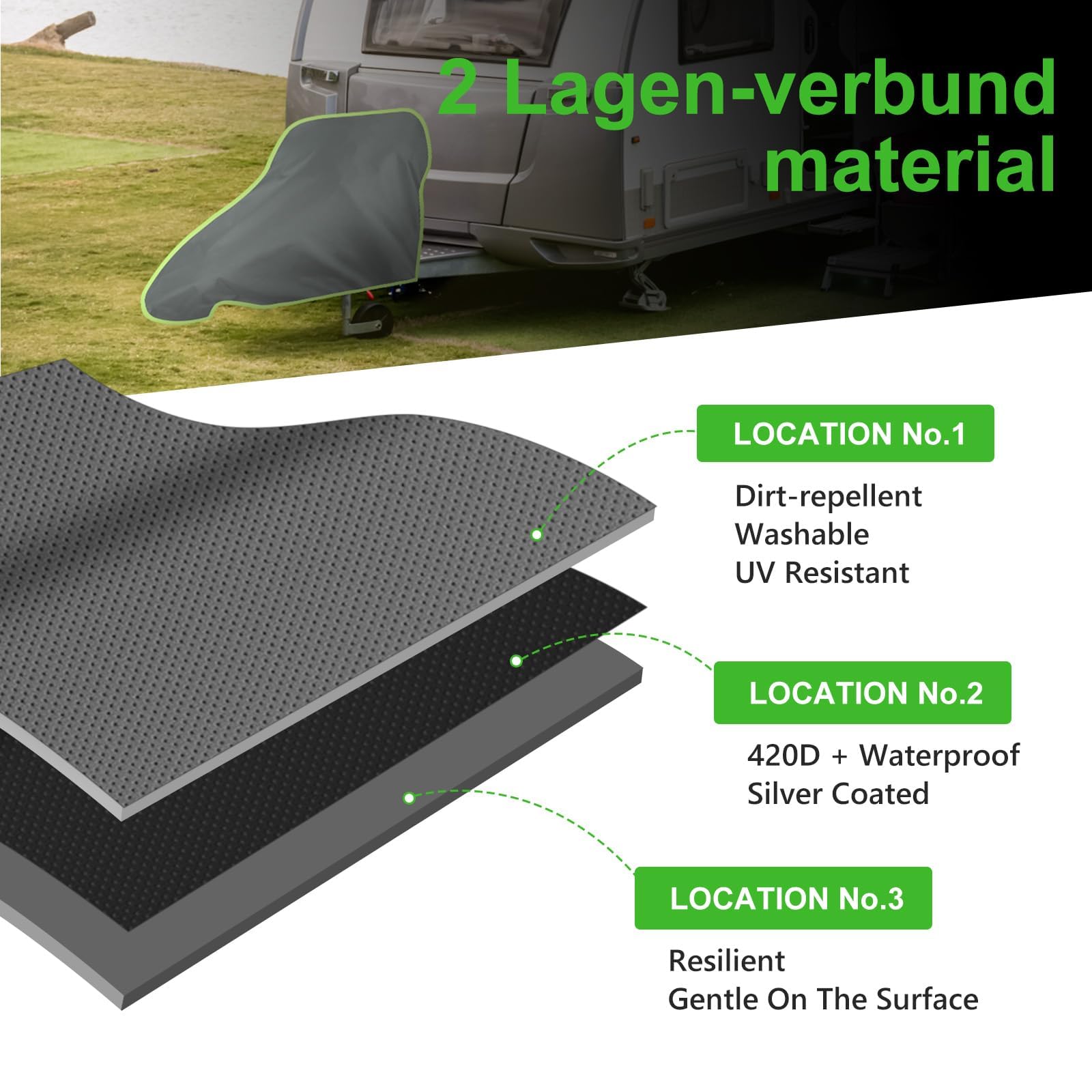 URAQT Traino Coperture per Rimorchi, Copertura Gancio Traino con Finiture Riflettenti, 94*65CM Universale Copertura Roulotte Impermeabile Protezione Solare Antipolvere per Roulotte, Camper, Rimorchi