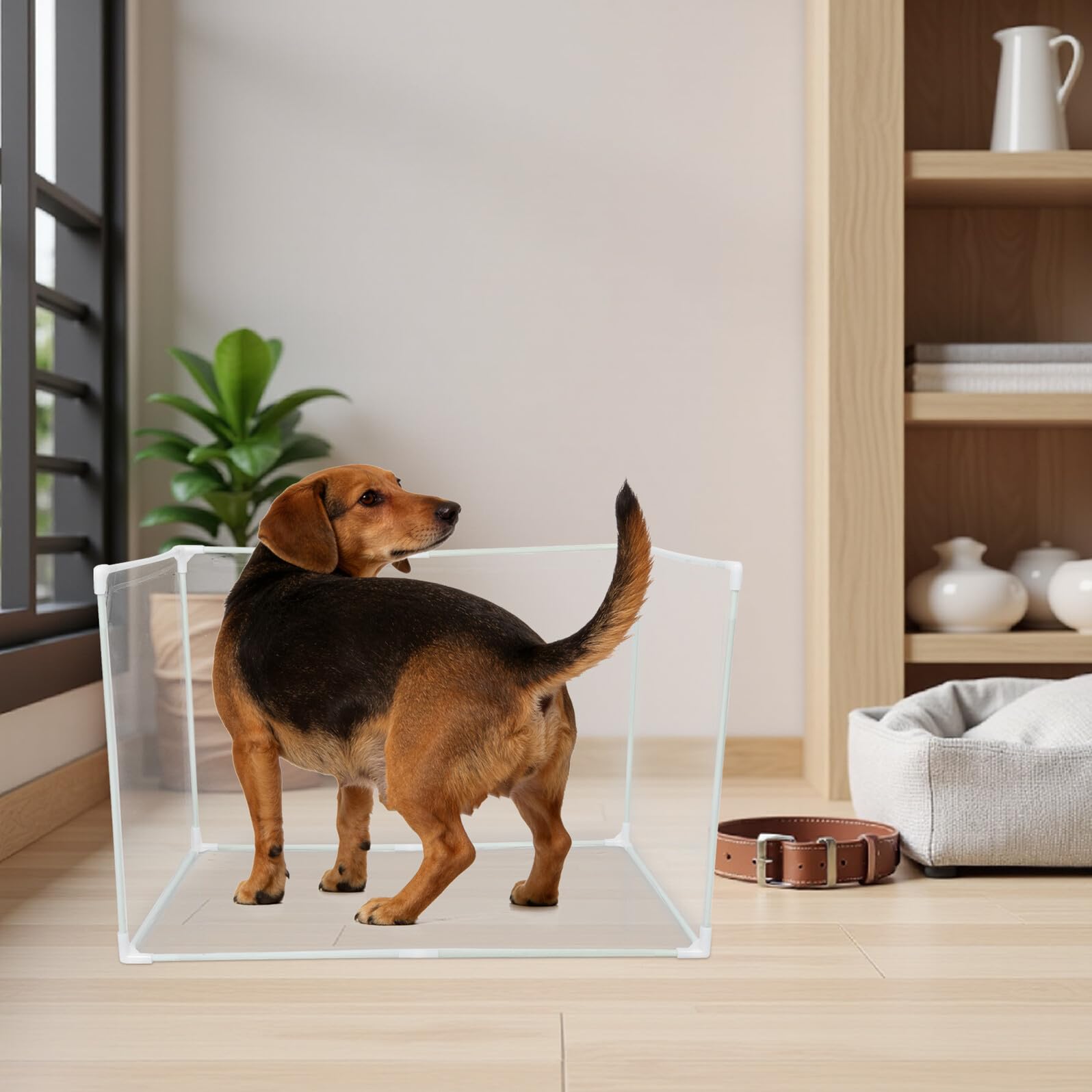 Hundestreuschutz aus PVC mit Hohem Spritzschutz und Leichter Reinigung Katzenstreu Einhausung für Innenbereich für Katzen und Hunde