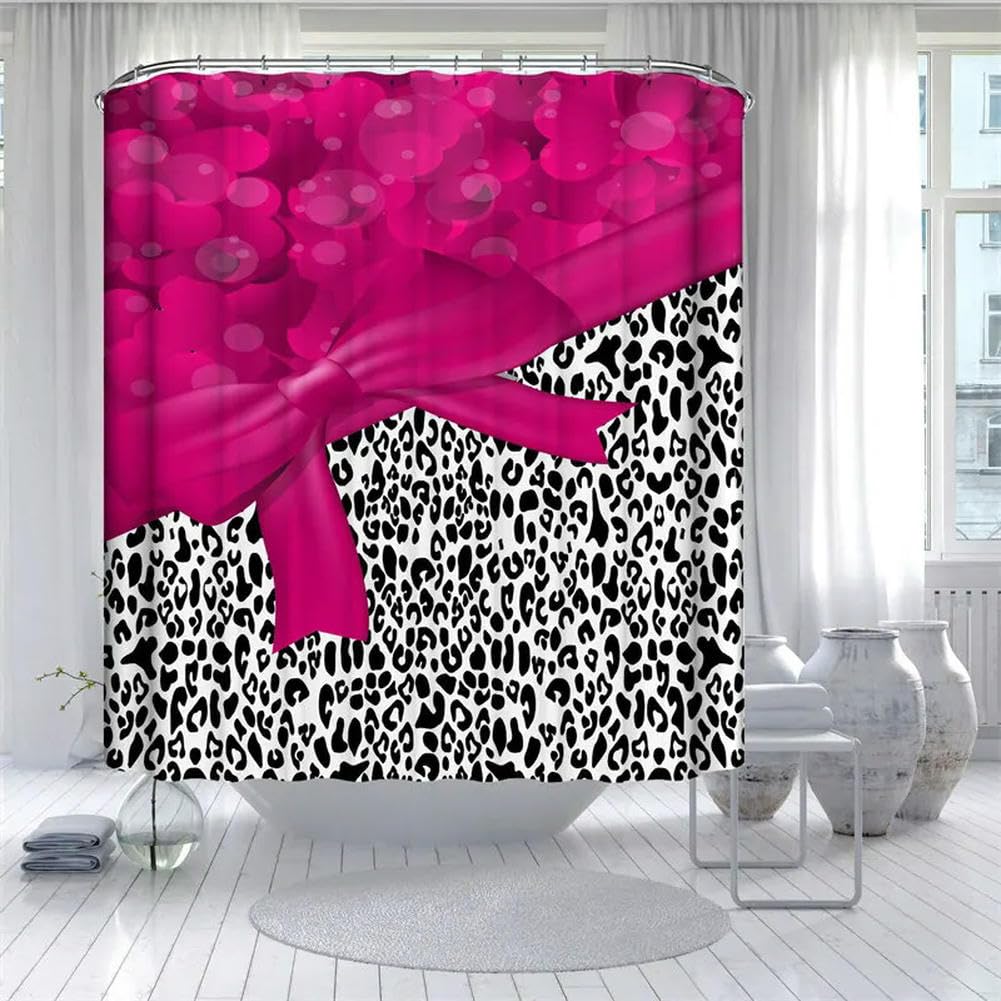 Ensemble de 4 tapis de bain géométriques avec motif léopard pour la Saint-Valentin, salle de bain, tapis décoratifs, imperméables et respectueux de l'environnement, lot de 4 pièces, 3 x 180 x 200 cm