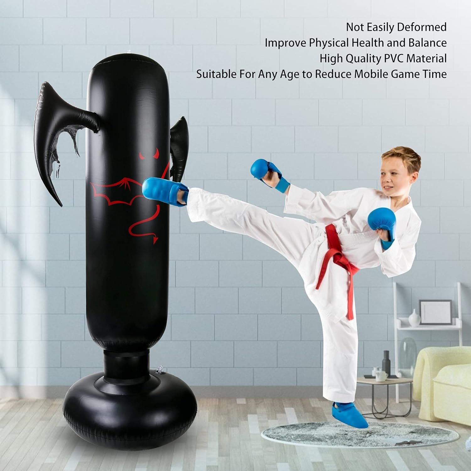 VAlinks Inflatable Kids Punching Bag, 63 inch Kids Boxing Bag with Stand, Freestanding Punching Bag, Speed Focus Bag with Air Pump for Boys Girls Practicing Karate, Taekwondo, MMA : Sports & Outdoors