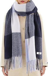 Fygicub Women's Winter Plaid Scarf - Warm Thick Long Knit Shawl Soft Cozy Wrap for Cold Weather Gift