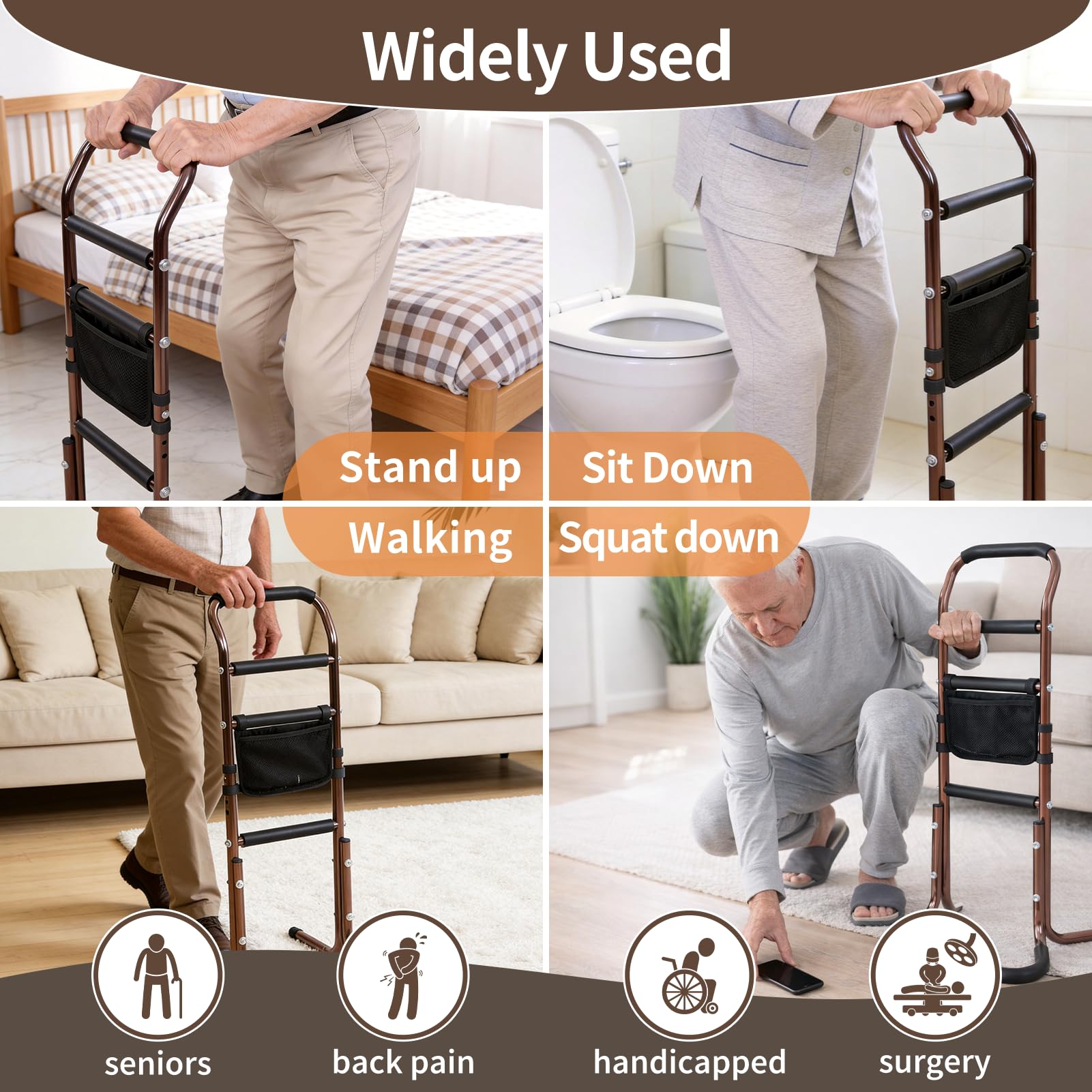 SPECILITE Cama para personas mayores, altura ajustable, ayuda para levantarse de sofá con asa antideslizante y bolsa para personas mayores, embarazadas y discapacitados