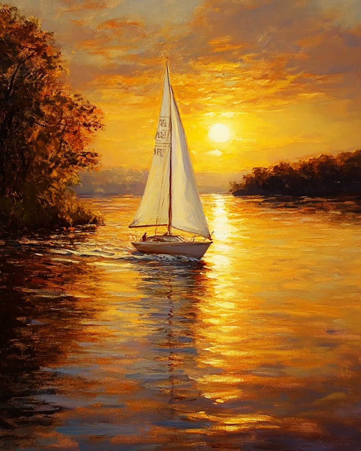 LIUBAISHI Paint by Numbers for Adults – Large 16x20 Canvas | DIY Wall Decor for Living Room, Relaxing Craft Kit, Gift Set for Adults with Acrylic Paints-Sunset Sails