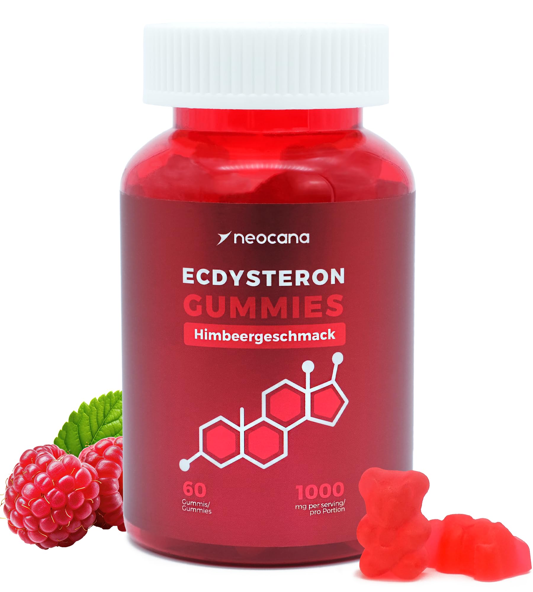 Ecdysteron Fruchtgummis 1000mg pro Portion – 98% Beta-Ecdysteron aus Cyanotis Arachnoidea – Muskelaufbau Booster – Vegane Gummies – Supplement Alternative zu Kapseln & Tabletten – 60 Stück