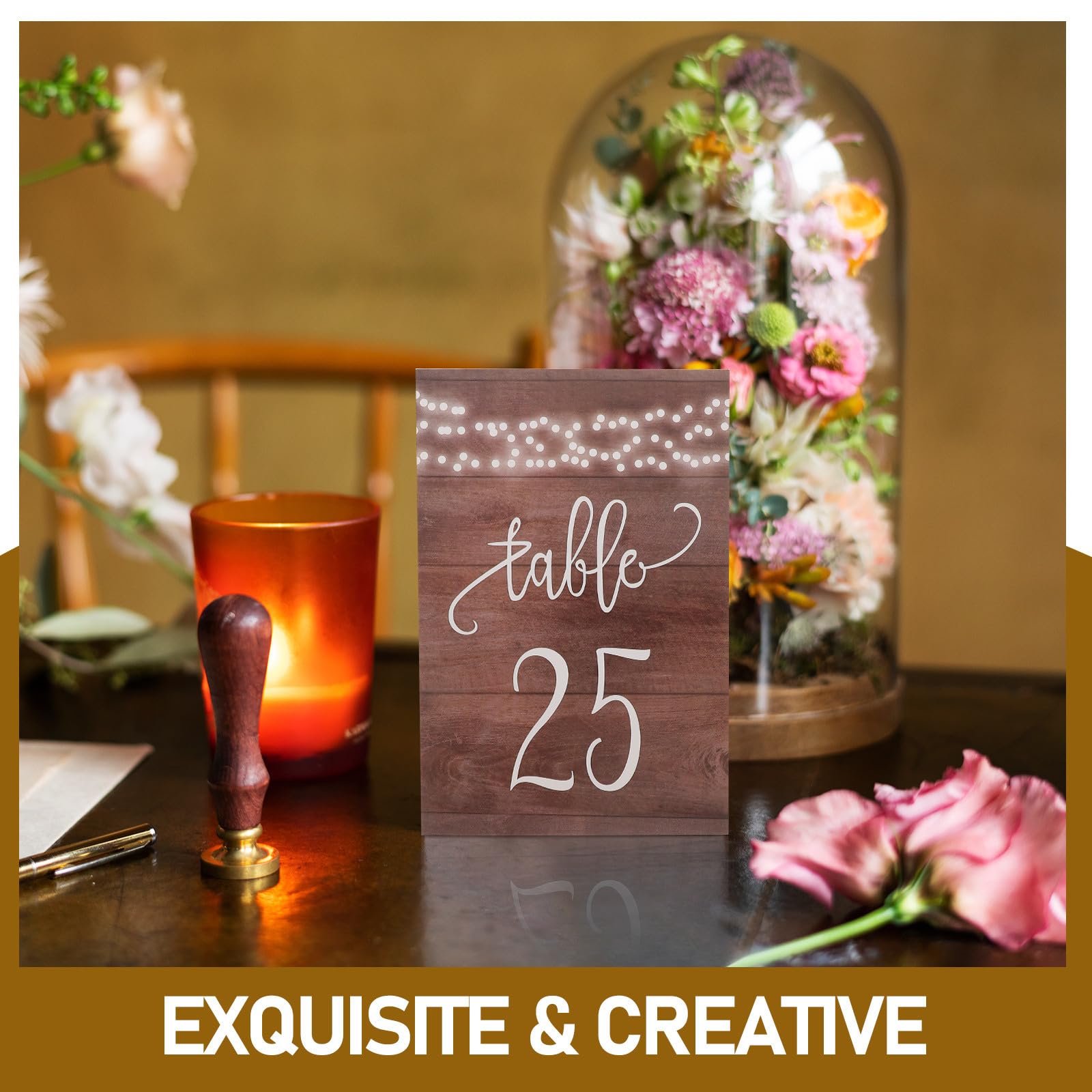 Piezas Letrero de Números de Mesa de Boda de Madera Marrón del 1