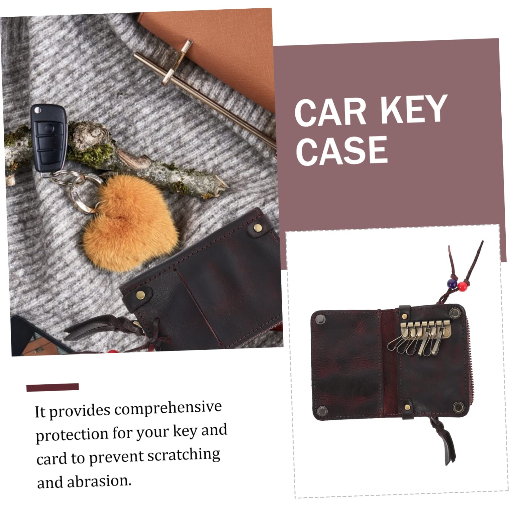 GLEAVI 3 Stk Schlüsselbox Auto-Organizer-Tasche Anhängertasche Leder Schlüsselanhänger Herren Geldbörse Fahrzeugschlüsseletui Schlüsseltasche für zu Hause Reißverschluss Wagen Mann