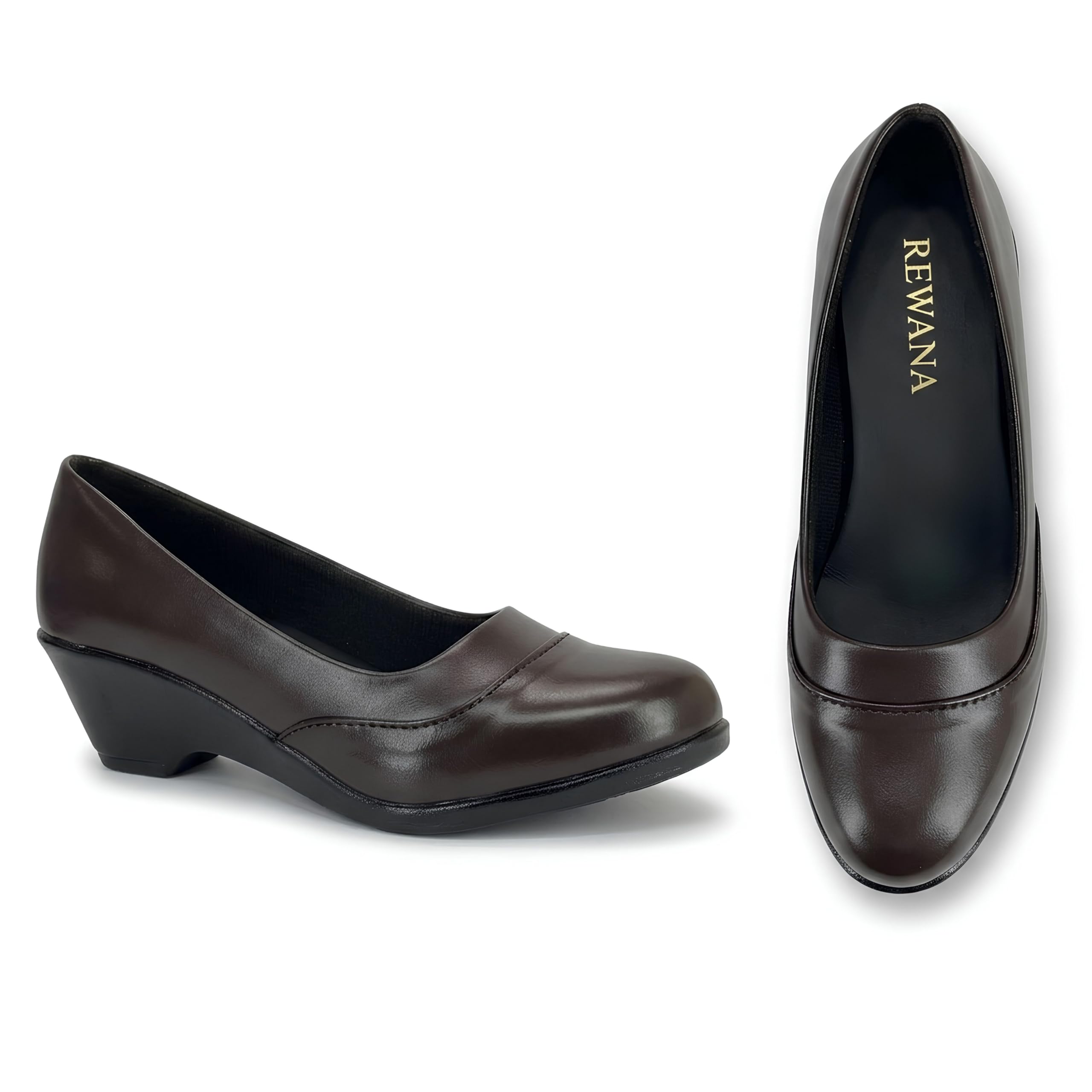 Ballet Flats for Women, Slip-On Formal Ballerinas with Wedge Heel, Solid Matte Finish, Office-image-21