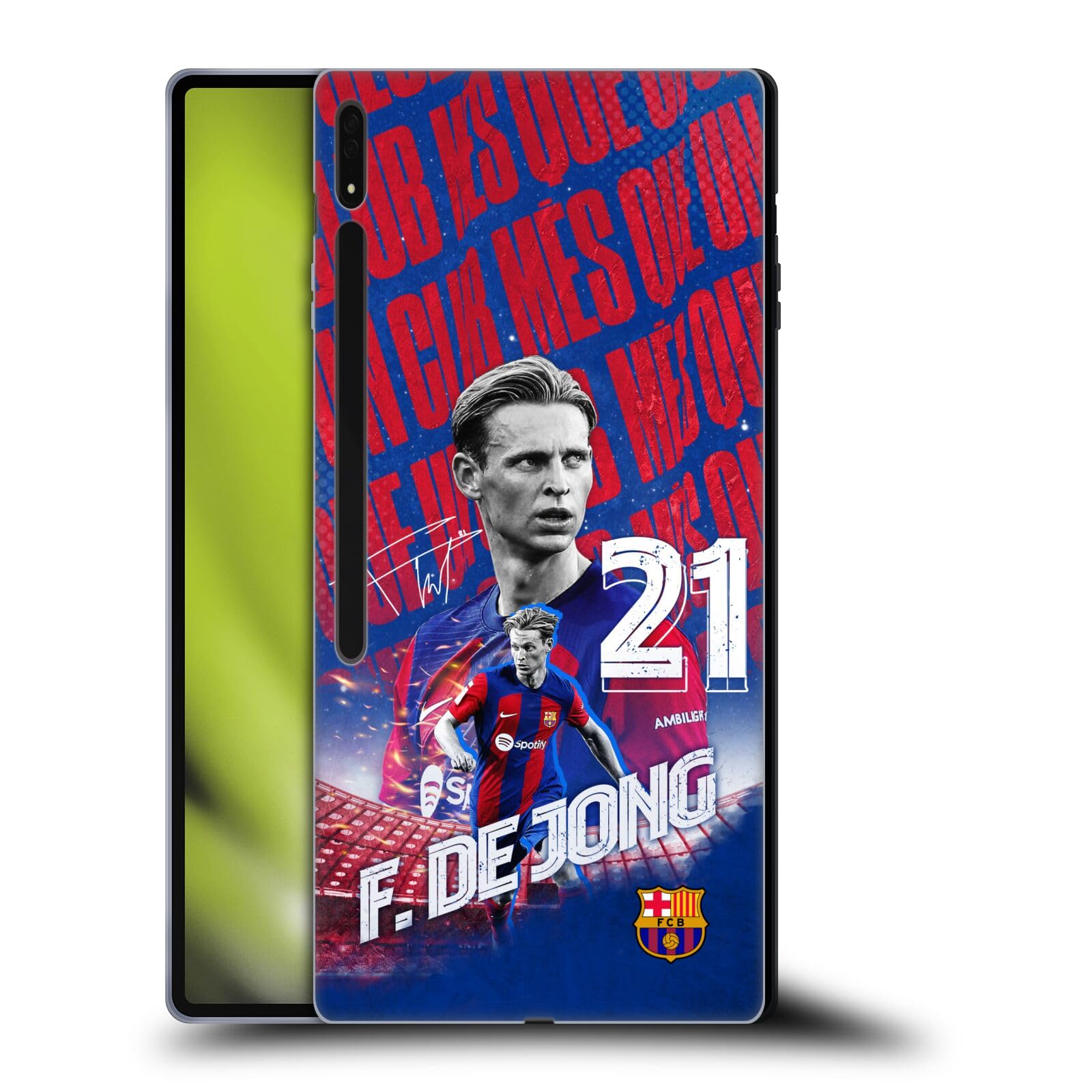 Head Case Designs Officially Licensed FC Barcelona Frenkie de Jong 2023/24 First Team Soft Gel Case Compatible with Samsung Galaxy Tab S8 Ultra