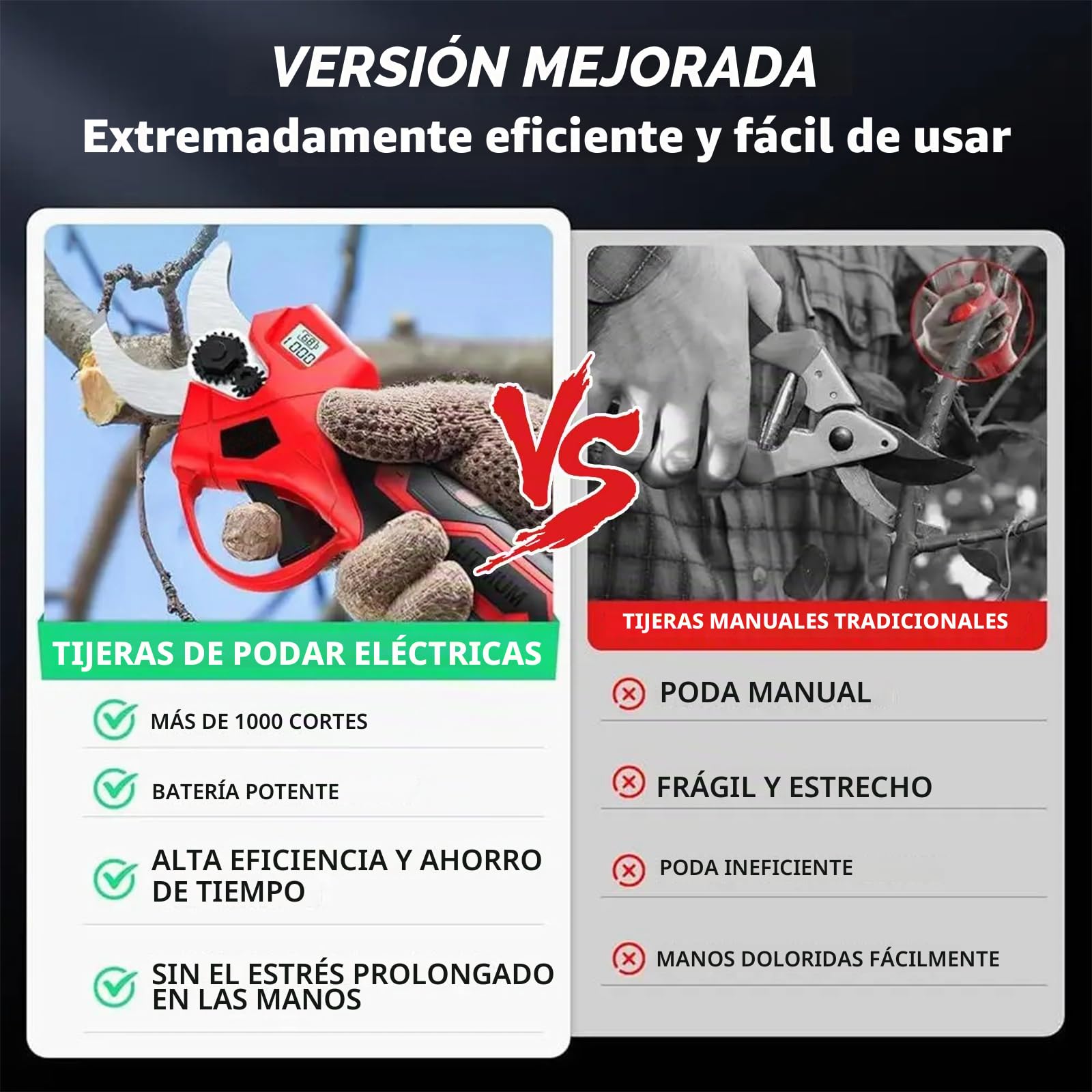 Tijeras de Poda Eléctricas Inalámbricas, batería de 40mm astschere diámetro de corte, baterías de 21V 2000mAh y juego de cuchillas de repuesto, 6–8 horas de trabajo, Astschere para podadora, tijeras