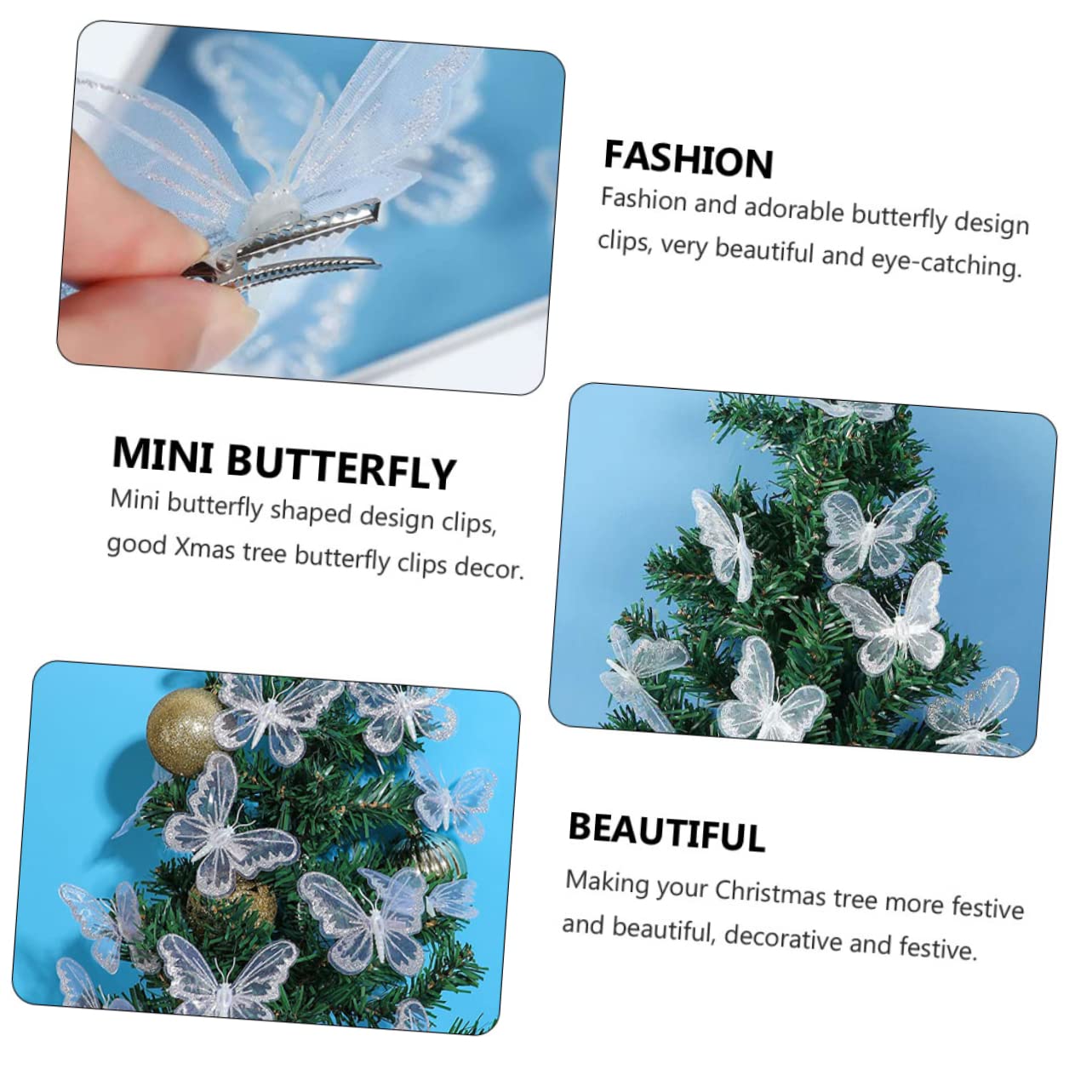 HOMSFOU 4 Sätze Künstliche Schmetterlinge Mit Clip Für Diy Bastelprojekte Dekoration Für Weihnachtsbaum Hochzeiten Partys Und Mehr 12 Stück * 4