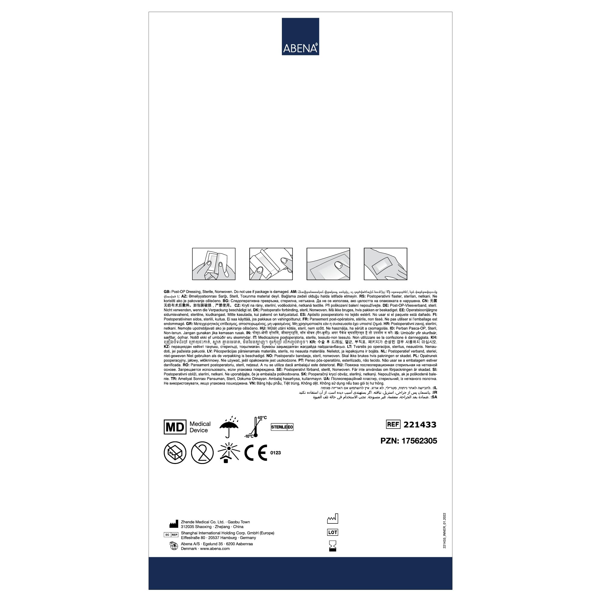 ABENA Medicazione sterile per ferite, 10x20 cm | Confezione da 40 pezzi | Adatte per tagli e ferite | Assorbente | Bianca | Adatto per pelli sensibili