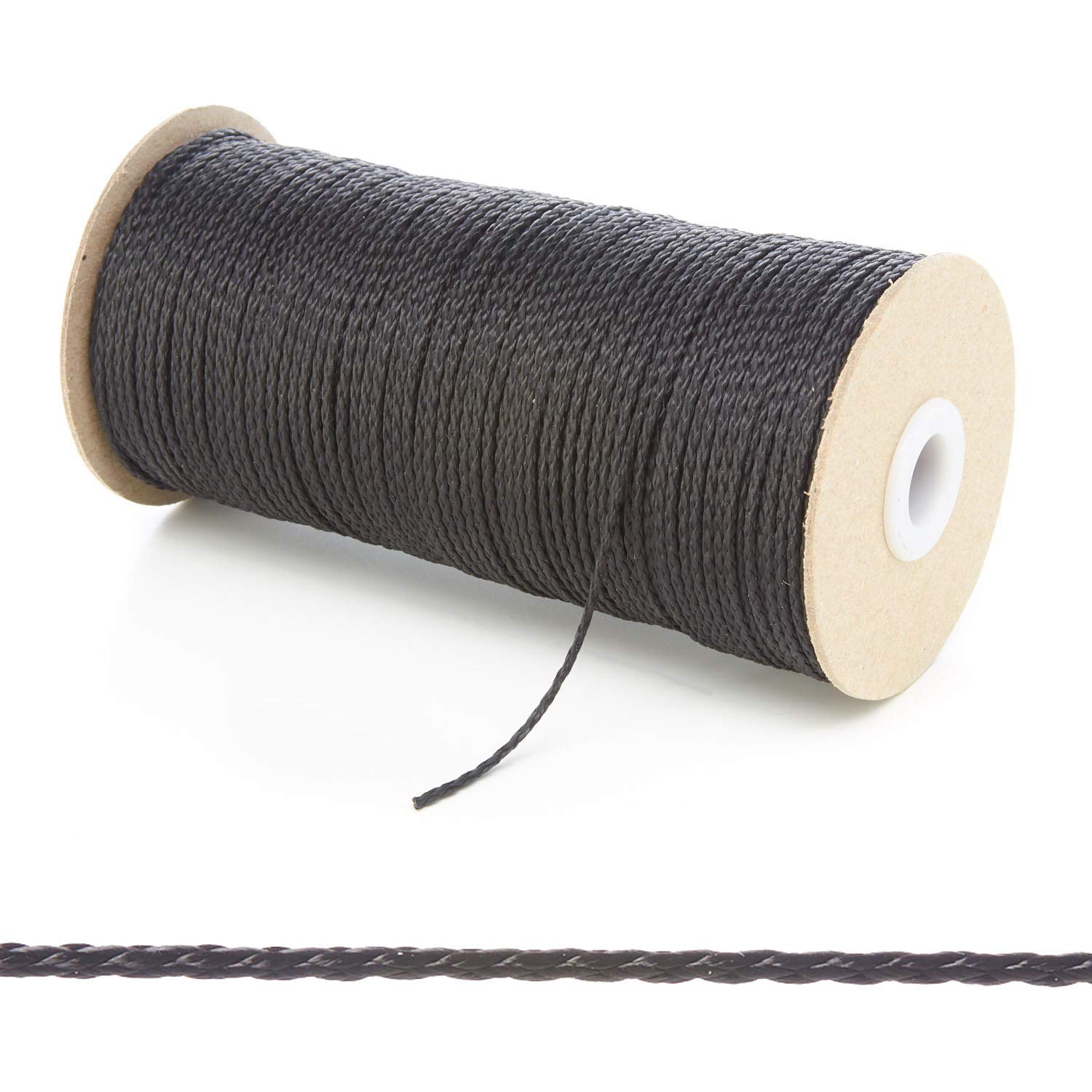 Kalsi Cords 1.5mm Thin Round Polypropylene Braided Rope Cut Length, Strong & Durable Poly Cord String for Haberdashery, Arts & Crafts, Pulley, DIY Projects (Black, 10 Metres Cut Length)