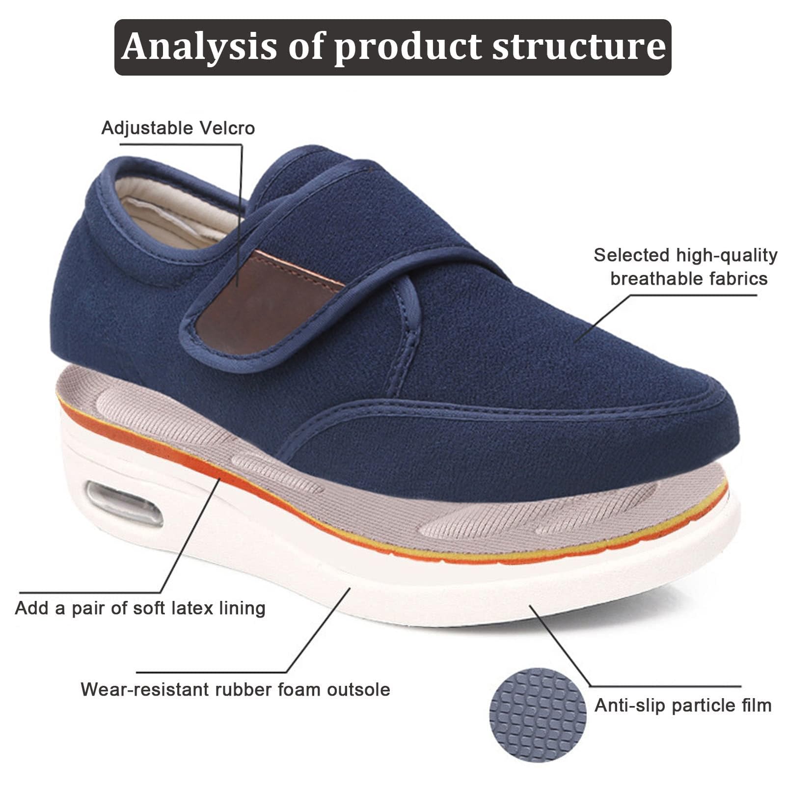 Scarpe diabetiche Larghe per Donne Uomini, Scarpe da Piedi gonfi Anziani Regolabili Scarpe Traspiranti Leggere in Memory Foam Edema Scarpe da Passeggio