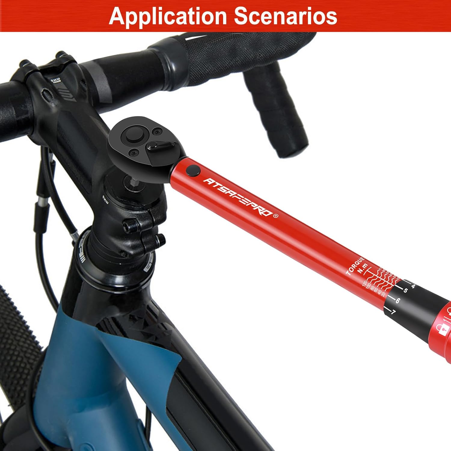 Torque wrench being used on a bicycle stem