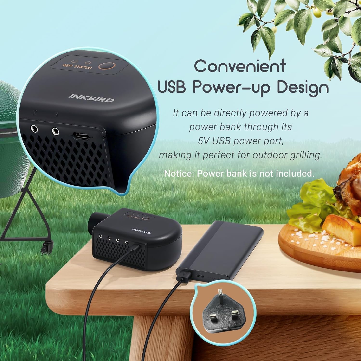 Inkbird ISC-027BW Grillgebläse Temperaturüberwachung automatisch einstellbare Gebläsedrehzahl Kamado Joe Big Green Egg