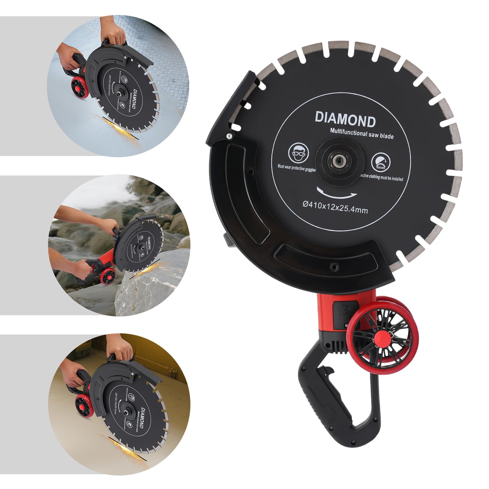 Sierra eléctrica para hormigón, 4000 W, sierra circular con hoja de sierra y polea de inversión rodante para cortar piedra, hormigón, granito