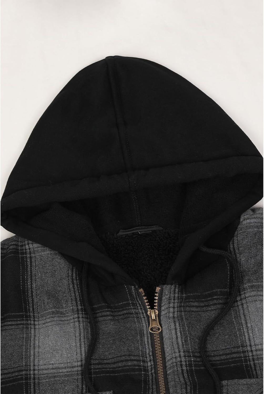 ZENTHACE Mens Sherpa Lined Flannel Shirt Jacket with Hood,Plaid Shirt-Jac,all Sherpa Lining