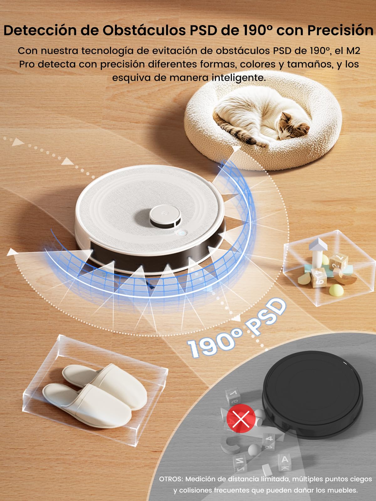 Lefant M2Pro Robot Aspirador 5500Pa, Aspirador Robot con Estación de Vaciado Automático de Polvo, Robot Aspirador y Fregador con Navegación Láser y Mapeo, Evitación de Obstáculos PSD, mascotas, Blanco