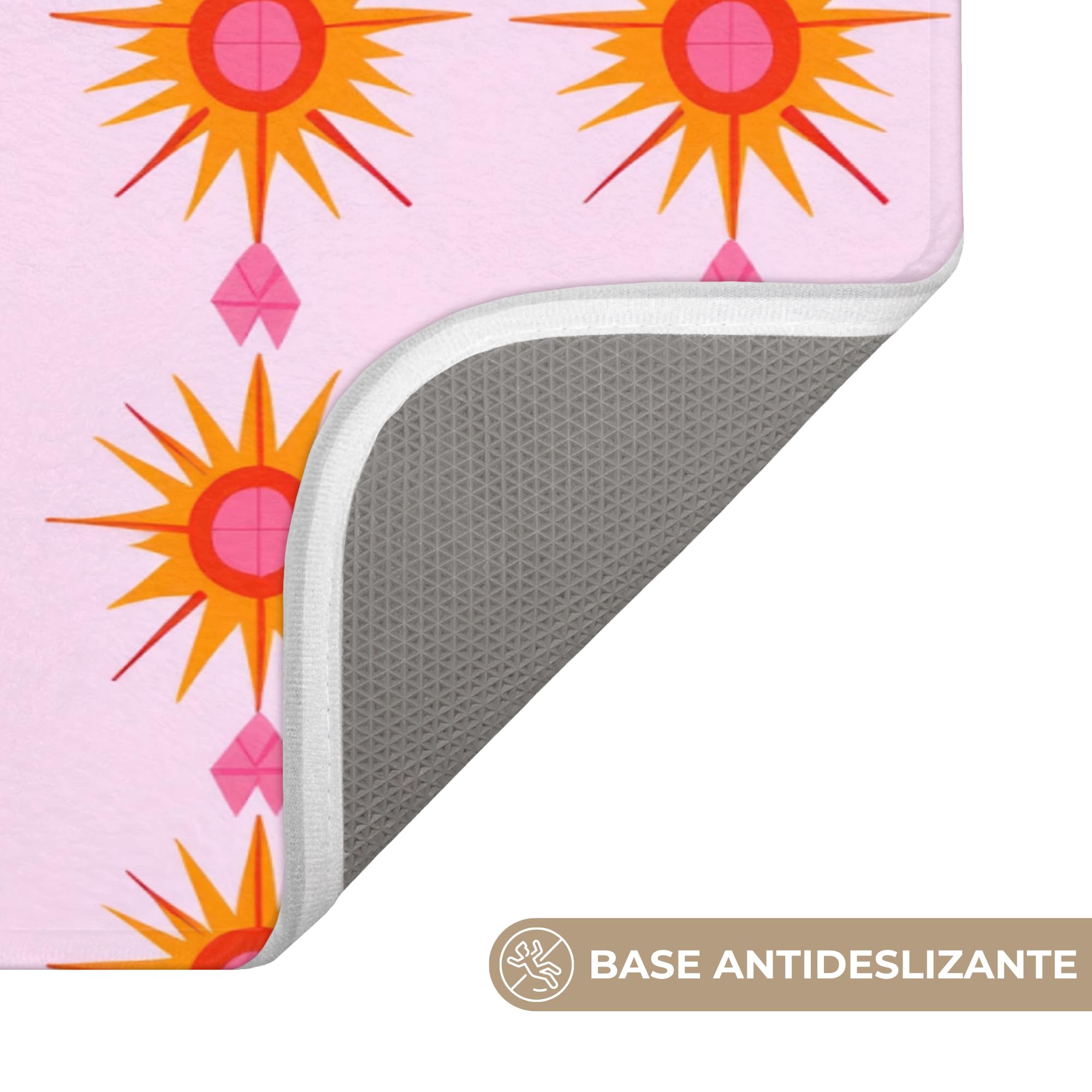 Bath Mat Alfombra Baño Alfombrilla Alfombras Ducha Lavable | 90x60 cm - Rectangular - Antideslizante Tapete Banheiro Decoración Sol - Motivo - Rosa
