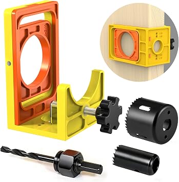 Door Lock Installation Kit for 1-3/8" to 1-3/4" Wood Door | Deadbolt Installation Kit with 2-1/8" & 1" Hole Saw, Adjustable Template for Lockset Installation or Replacement