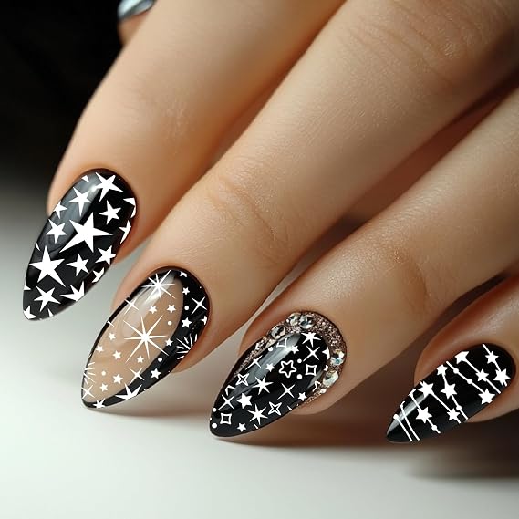 3pcs Nail Stamping Templates, Silhoutte Flowers Nail Stamper Stars Nail Stamping Plate Art Stencils Stainless Steel Image Plate for Nails Art Design Manicure Salon