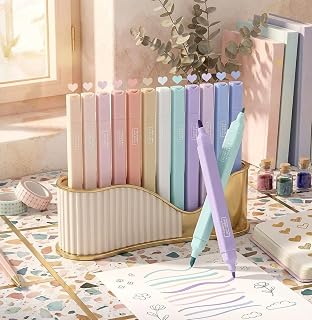 12Pcs Aesthetic Cute Highlighters, Bible Pastel markers and Pens, No-Bleed School Supplies and Office Journal DIY Home Two Side Highlighters Pen Pack Of 12
