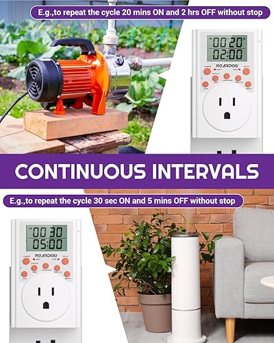Miniatura 5 de Nearpow - Tomacorriente con temporizador, multifuncional, ciclo programable, temporizador digital para enchufar con salida de 3 clavijas, toma para