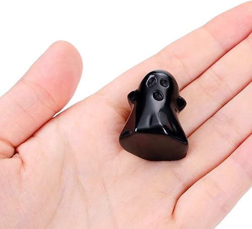 Miniatura 4 de Jovivi Figura decorativa de fantasma de cristal de cuarzo rosa de 1.2 pulgadas tallada a mano, piedra curativa Reiki, escultura de estatua de