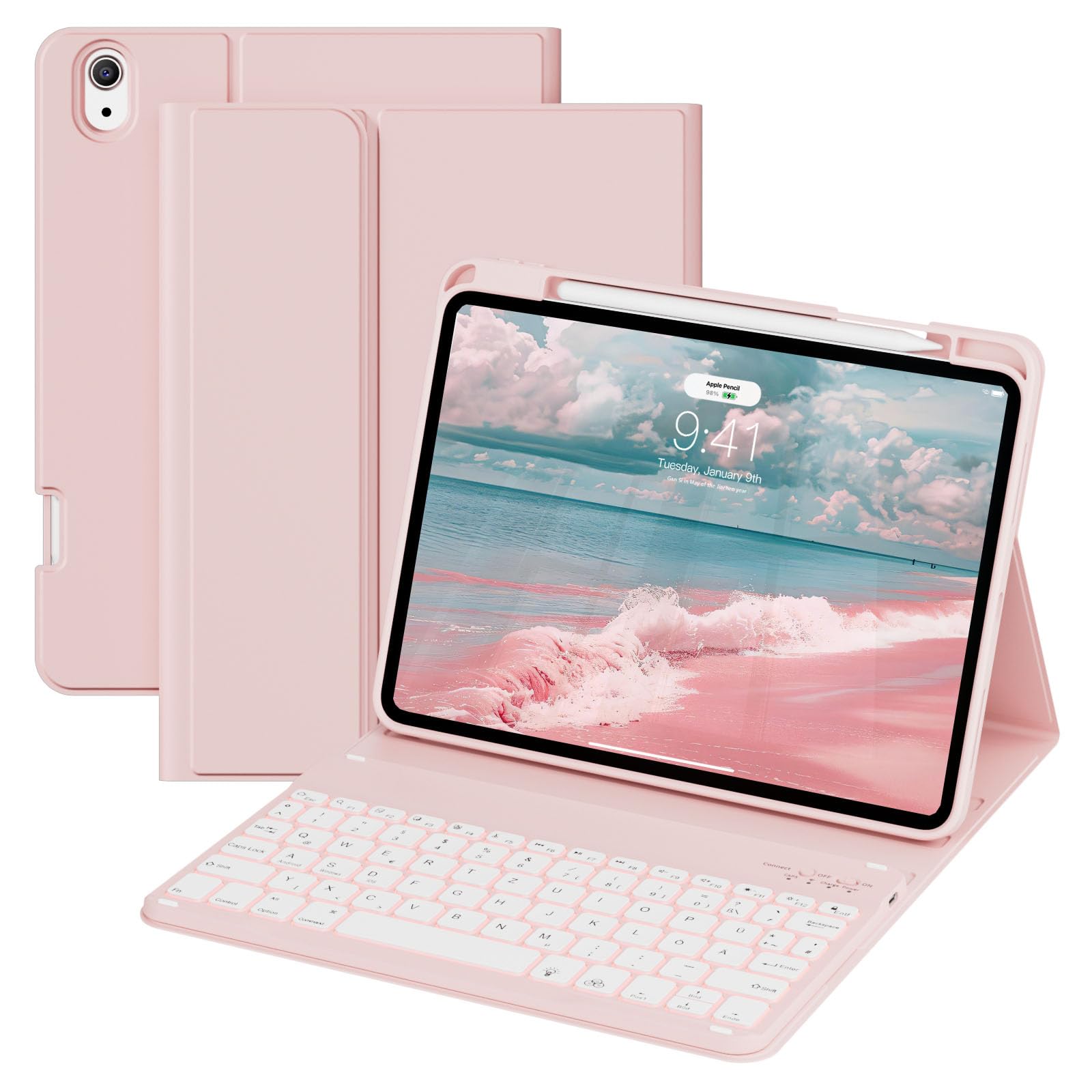GKABXY Hülle mit Tastatur für iPad A16 11/10 Generation 2025/2022, 11/10.9"