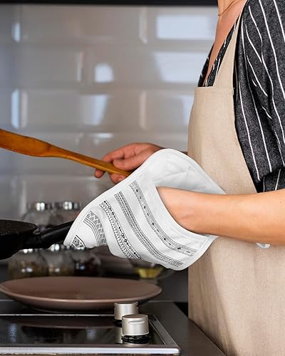 Miniatura 5 de Bohemia 3Pcs Pot Holders for Kitchen,Non Slip &amp; Heat Insulation Terry Cloth Potholder Set with Pocket,Thick Hot Pad Oven Mitts Trivet Coaster for