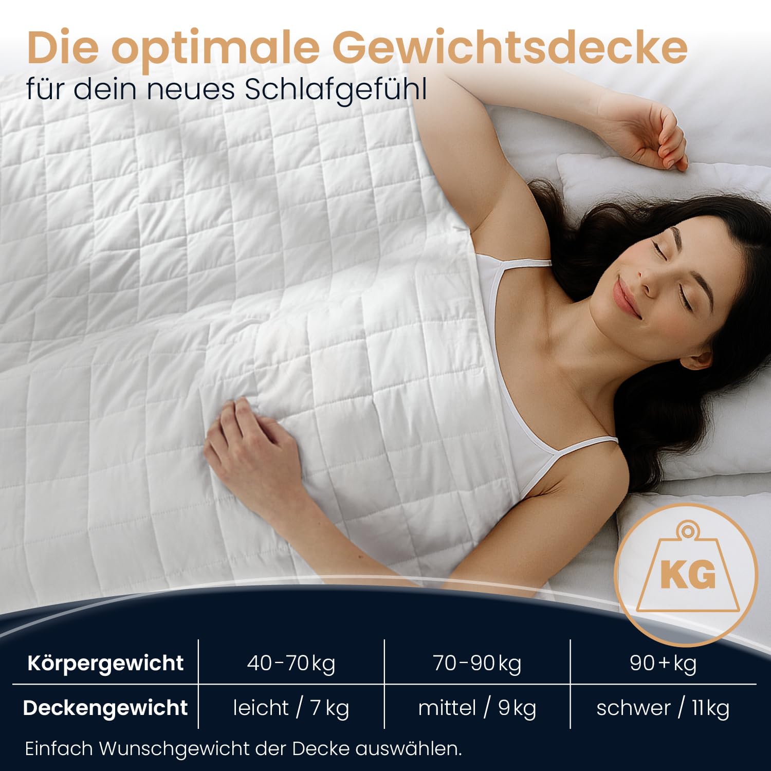 ELONEO NEU Gewichtsdecke 155x220 cm mit 11 kg, TÜV und Oeko-Tex Zertifiziert, Weighted Blanket aus 100% Baumwolle, Entspannungsdecke & Anti-Stress Therapiedecke, schwere Decke zum Schlafen