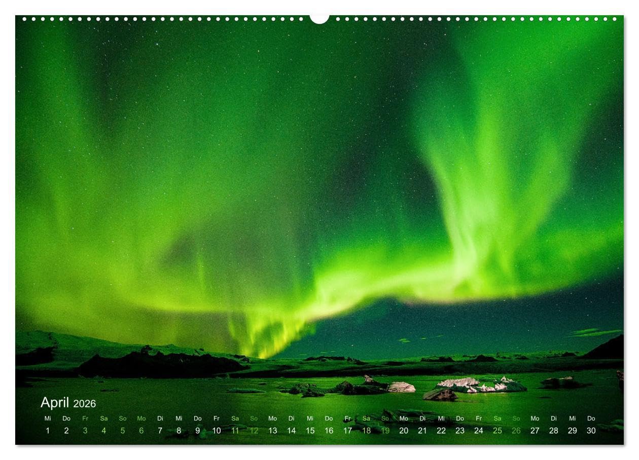 Magische Polarlichter der Erde (Wandkalender 2026 DIN A2 quer), CALVENDO Monatskalender: Atemberaubende Aufnahmen imposanter Lichterscheinungen (CALVENDO Natur)